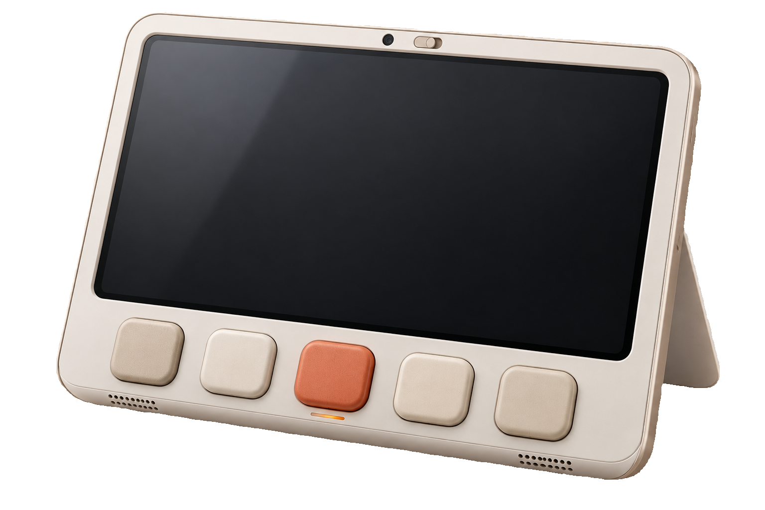 Ivory qPad One tablet with five large tactile buttons