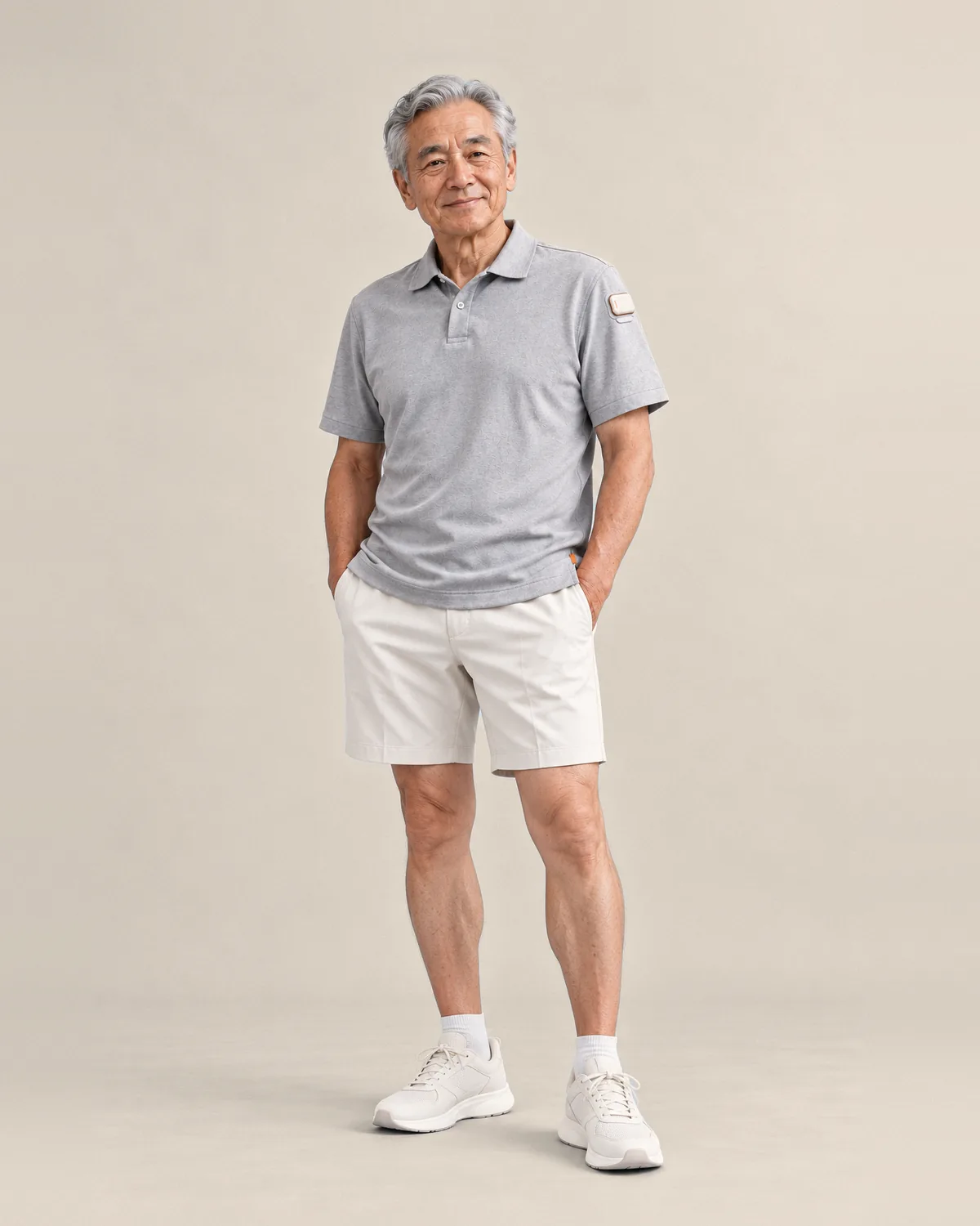 Man wearing the Everyday Polo in Heather