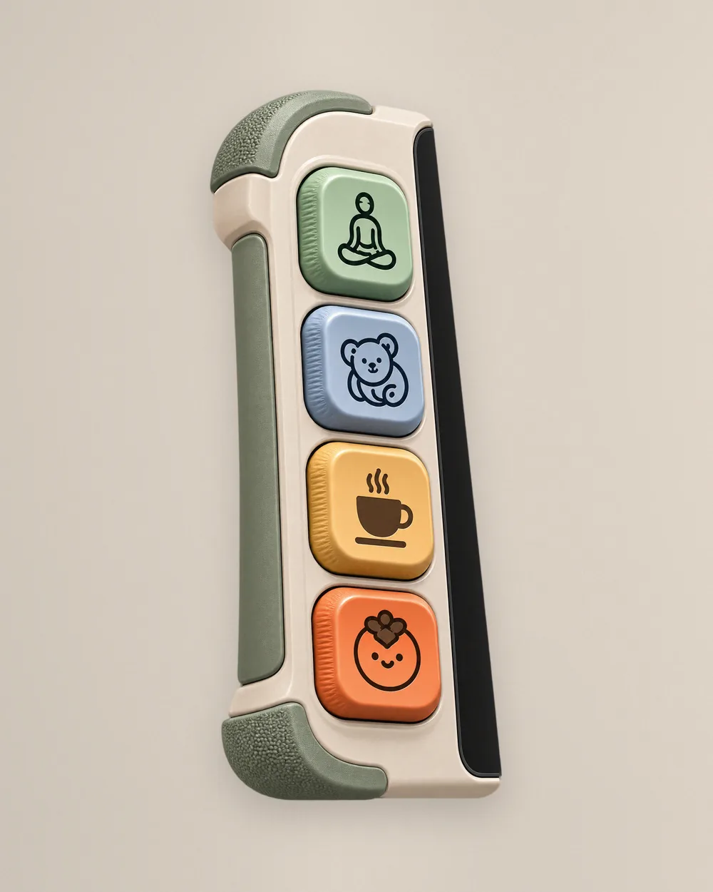 The four keys along the side of qPad Grip, under your thumb
