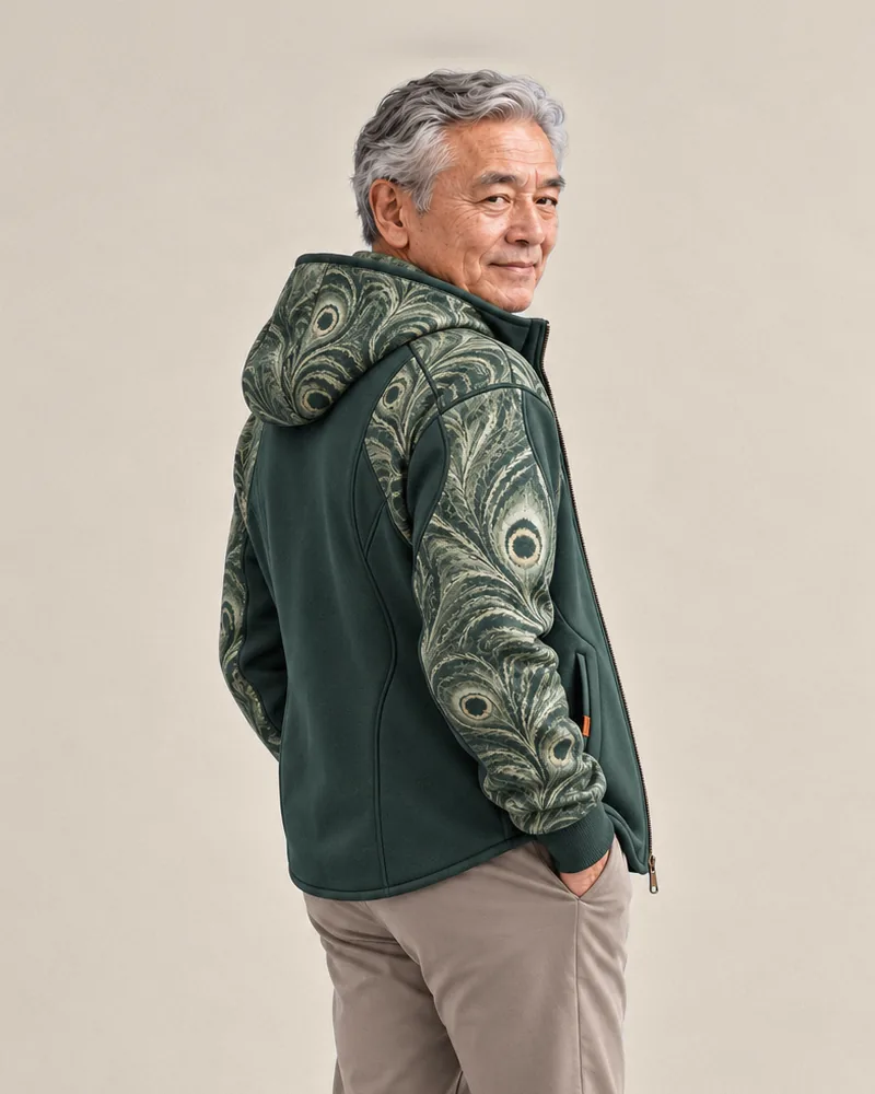 Man wearing the Quest Hood in Pine